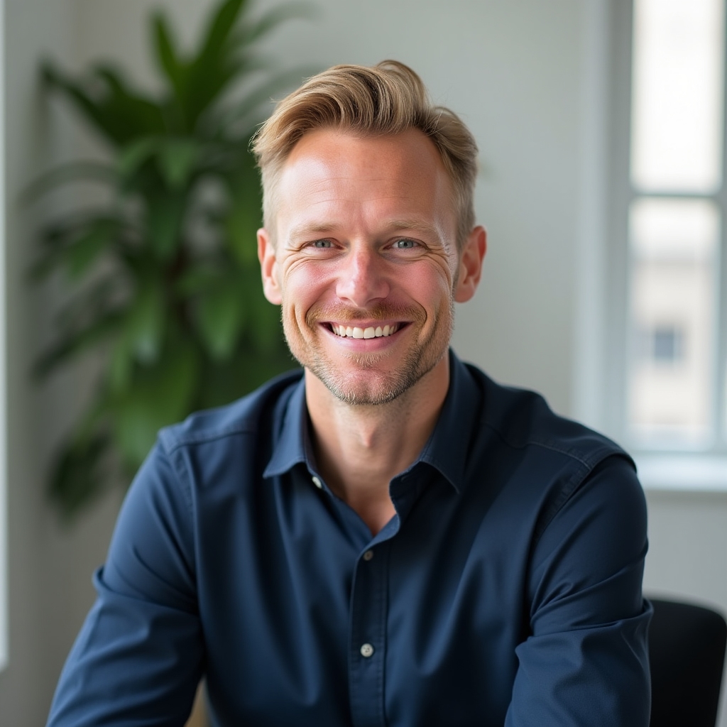 Sven Hoekstra, mindfulness trainer and content developer, professional portrait in calm setting