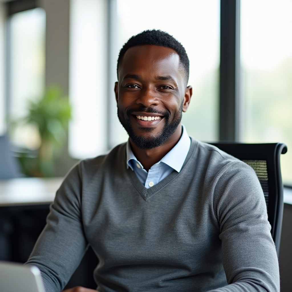 Thomas Osei, wellness researcher and program developer, professional portrait in office environment